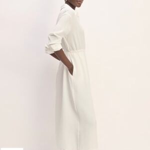 Nwt-Everlane The Mini Jacquard Stripe Shirt Dress color bone size XXS